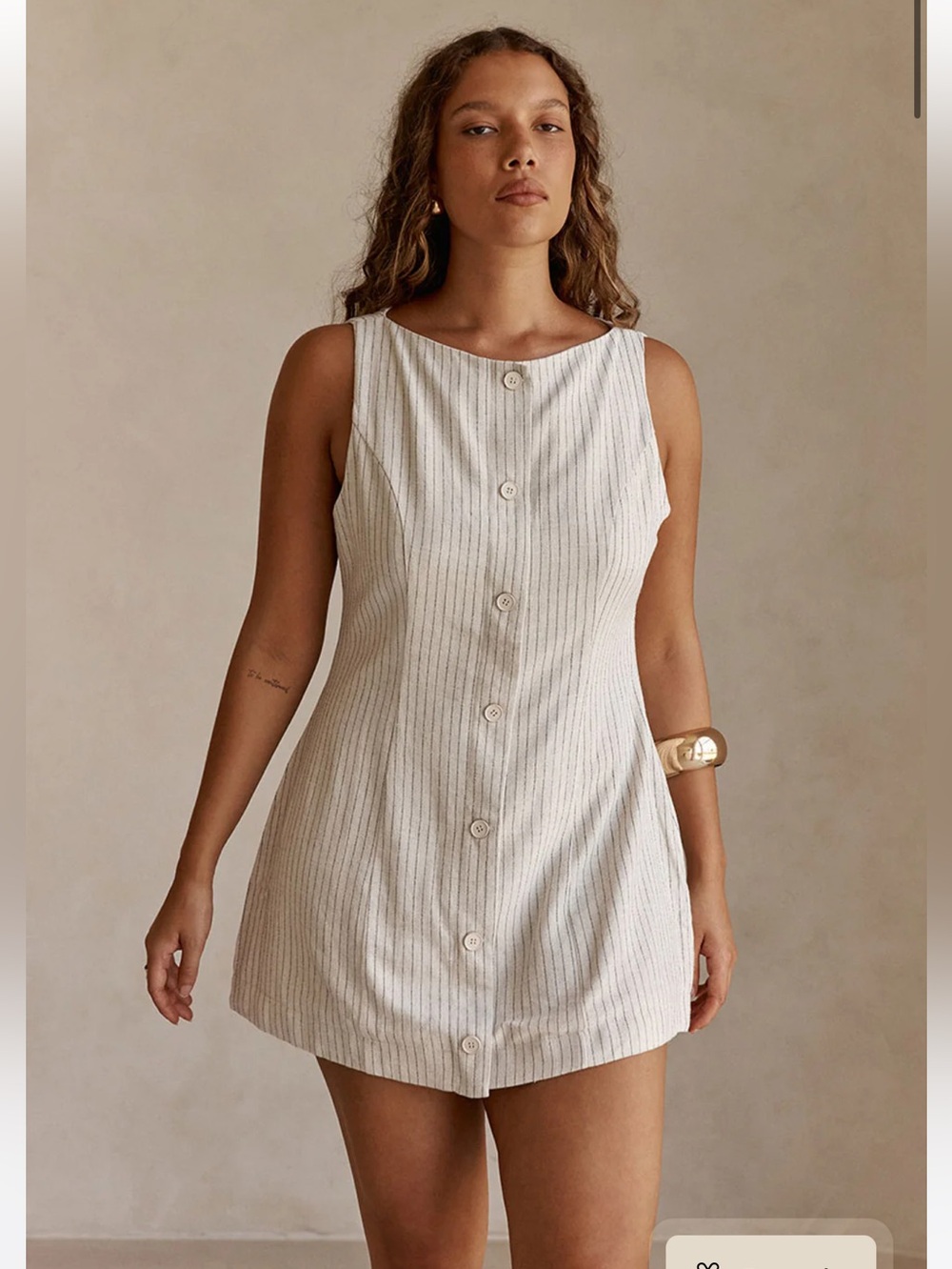 Sabo Skirt Beige Striped Mini Dress